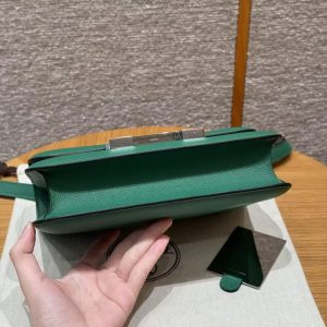 Hermes Constance 24 CM Bag Handmade In Epsom Calfskin Leather Silver Hardware U4 Vert Vertigo - Image 21