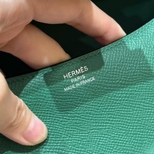 Hermes Constance 24 CM Bag Handmade In Epsom Calfskin Leather Silver Hardware U4 Vert Vertigo - Image 19