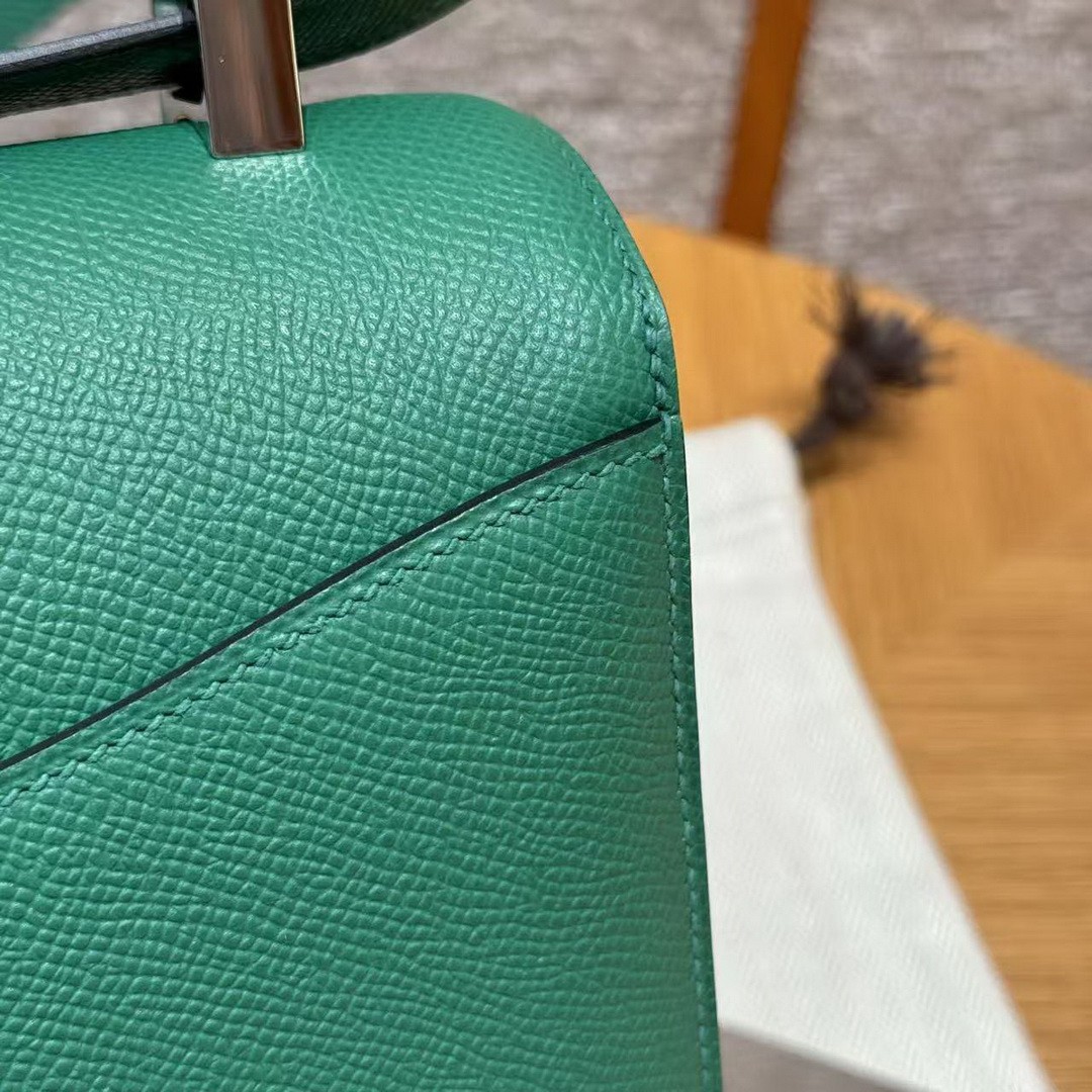 Hermes Constance 24 CM Bag Handmade In Epsom Calfskin Leather Silver Hardware U4 Vert Vertigo - Image 10