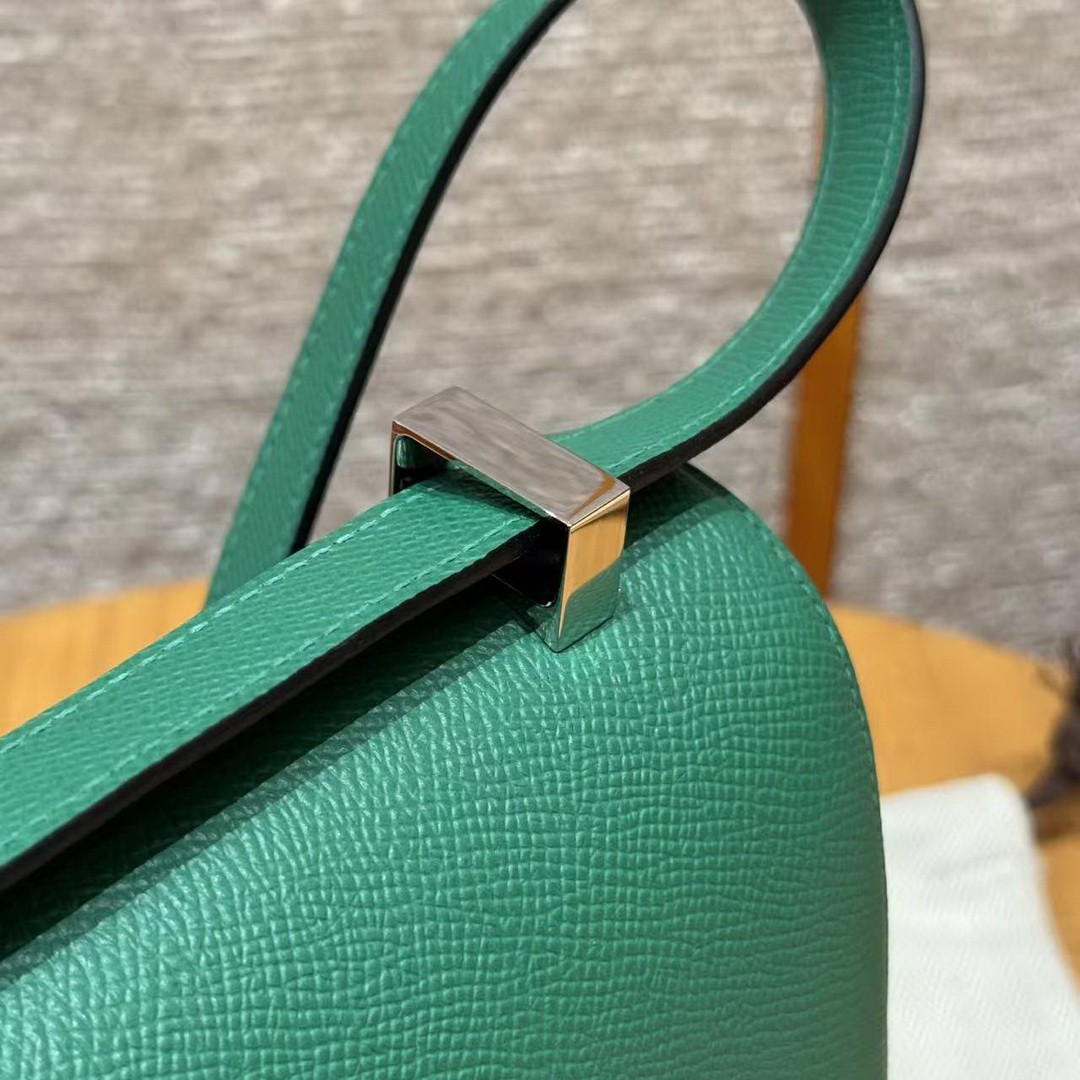 Hermes Constance 24 CM Bag Handmade In Epsom Calfskin Leather Silver Hardware U4 Vert Vertigo - Image 9