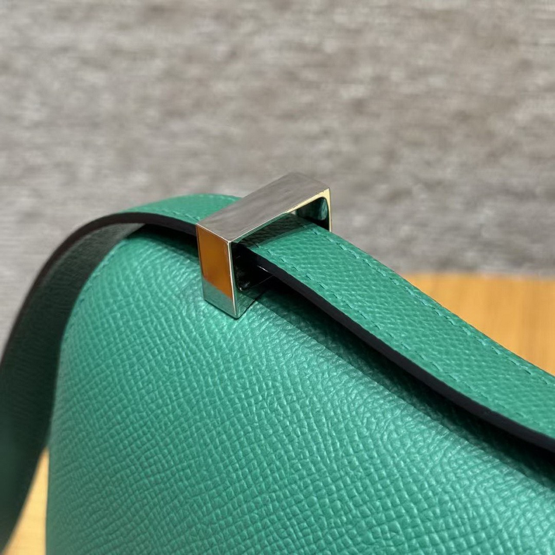 Hermes Constance 24 CM Bag Handmade In Epsom Calfskin Leather Silver Hardware U4 Vert Vertigo - Image 8