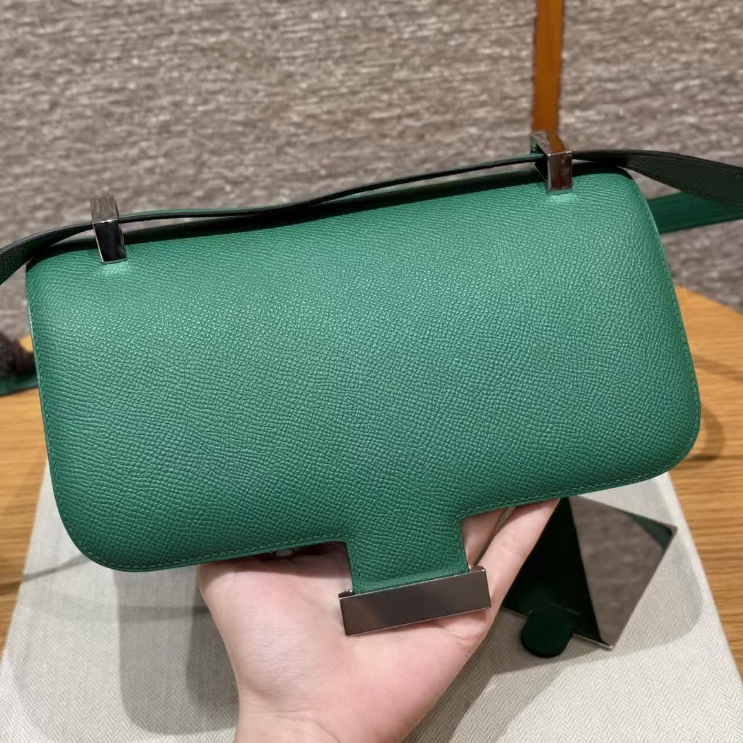 Hermes Constance 24 CM Bag Handmade In Epsom Calfskin Leather Silver Hardware U4 Vert Vertigo - Image 7