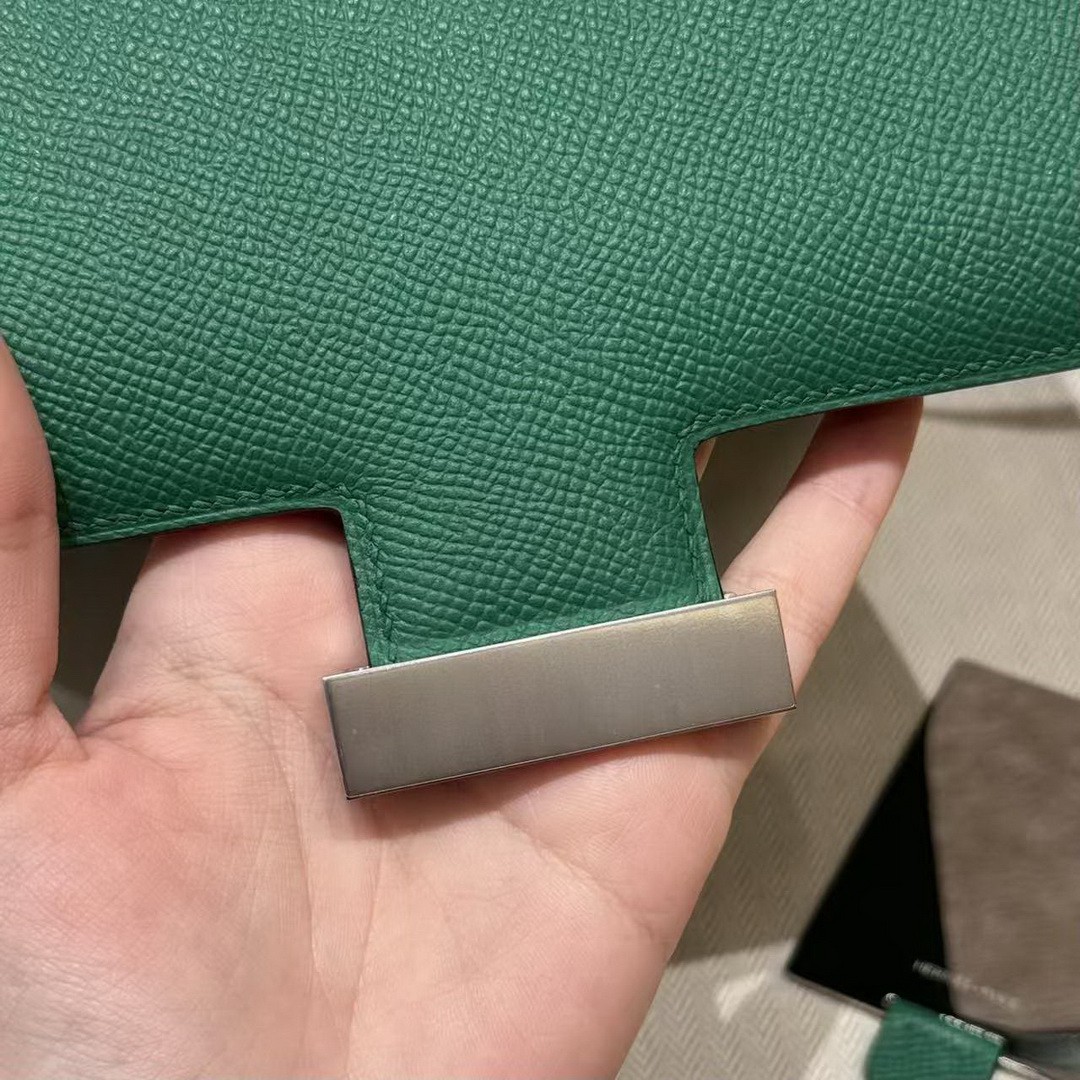 Hermes Constance 24 CM Bag Handmade In Epsom Calfskin Leather Silver Hardware U4 Vert Vertigo - Image 6