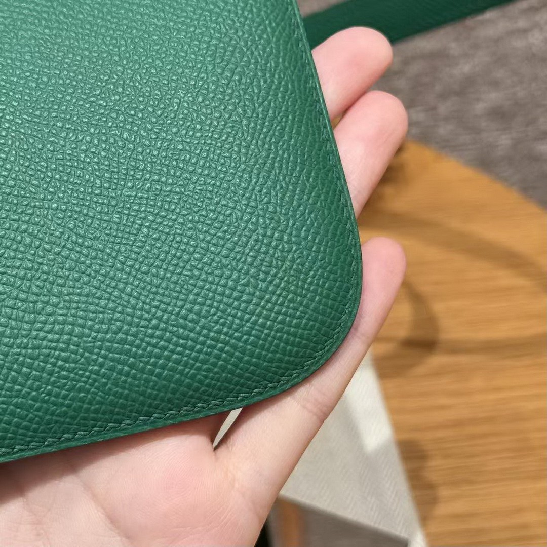 Hermes Constance 24 CM Bag Handmade In Epsom Calfskin Leather Silver Hardware U4 Vert Vertigo - Image 5