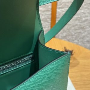 Hermes Constance 24 CM Bag Handmade In Epsom Calfskin Leather Silver Hardware U4 Vert Vertigo - Image 4