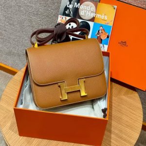 Hermes Constance 24 CM Bag Handmade In Epsom Calfskin Leather Gold Hardware CK37 Gold - Image 17