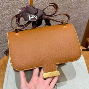 Hermes Constance 24 CM Bag Handmade In Epsom Calfskin Leather Gold Hardware CK37 Gold - Image 4