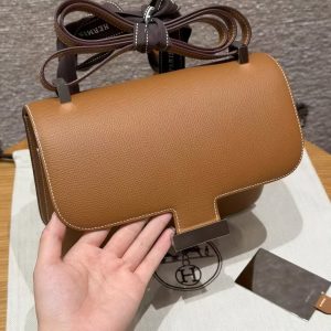 Hermes Constance 24 CM Bag Handmade In Epsom Calfskin Leather Silver Hardware CK37 Gold - Image 10