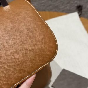 Hermes Constance 24 CM Bag Handmade In Epsom Calfskin Leather Silver Hardware CK37 Gold - Image 8