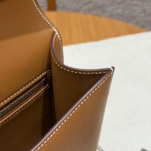 Hermes Constance 24 CM Bag Handmade In Epsom Calfskin Leather Silver Hardware CK37 Gold - Image 7