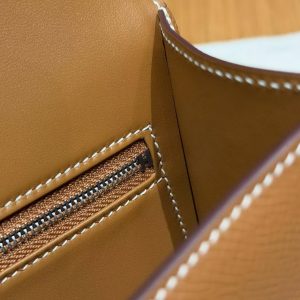Hermes Constance 24 CM Bag Handmade In Epsom Calfskin Leather Silver Hardware CK37 Gold - Image 6