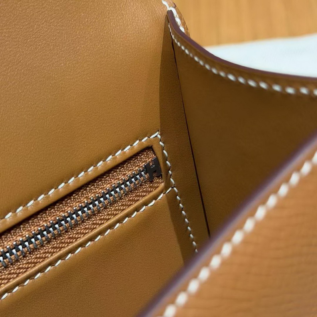 Hermes Constance 24 CM Bag Handmade In Epsom Calfskin Leather Silver Hardware CK37 Gold - Image 6