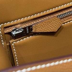 Hermes Constance 24 CM Bag Handmade In Epsom Calfskin Leather Silver Hardware CK37 Gold - Image 5