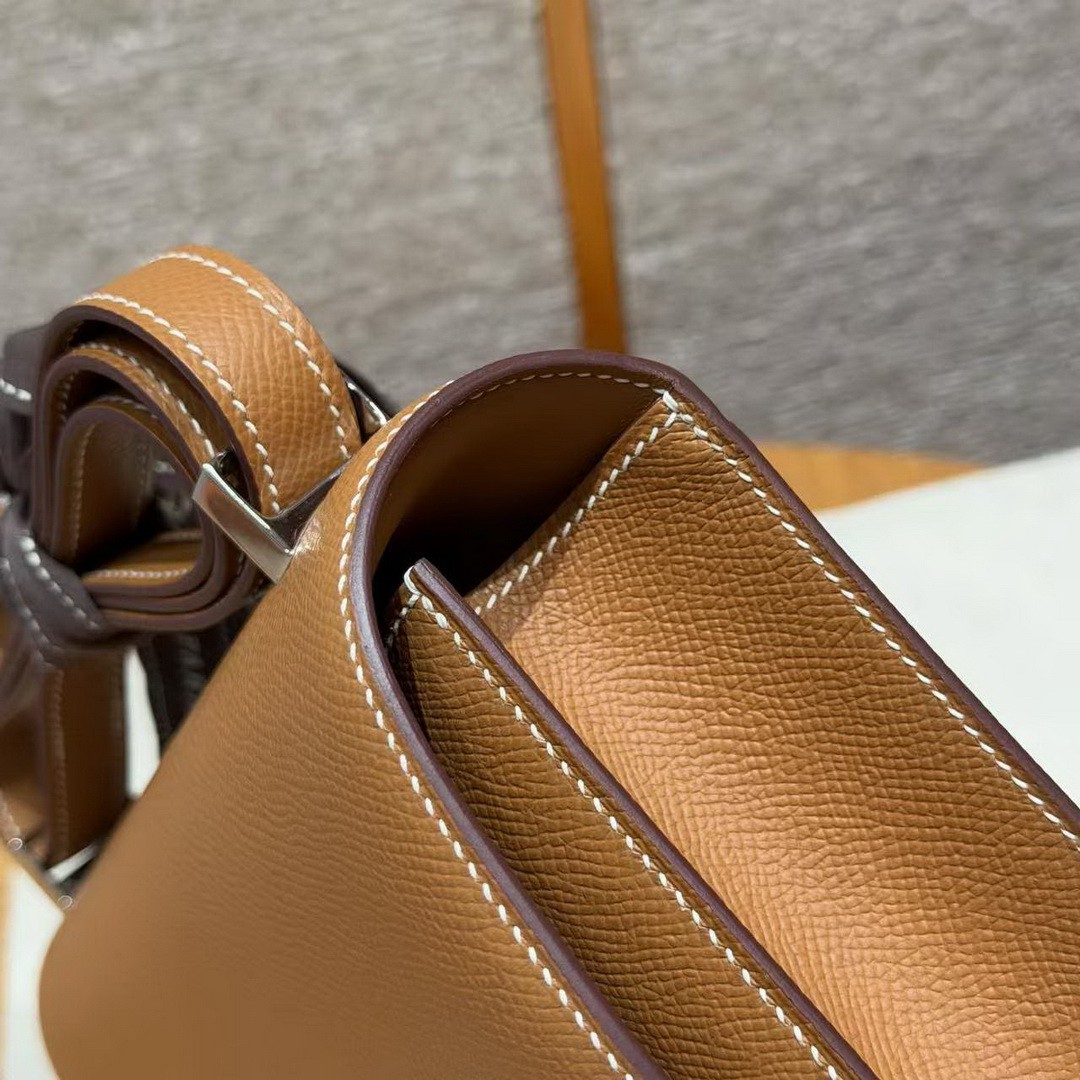Hermes Constance 24 CM Bag Handmade In Epsom Calfskin Leather Silver Hardware CK37 Gold - Image 3