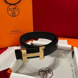 Constance Belt Buckle & Mississippiensis Alligator Leather Strap 38 mm Permabrass Buckle Yellow Gold Noir - Image 9