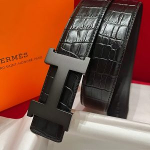 Constance Belt Buckle & Mississippiensis Alligator Leather Strap 38 mm So Black Metal Finish Buckle Noir - Image 9