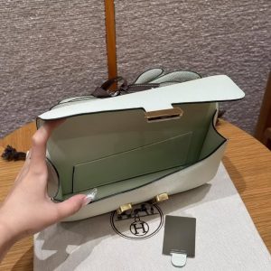 Hermes Constance Elan 24 Bag Handmade In Epsom Calfskin Leather Gold Hardware 0S Vert Fizz - Image 17