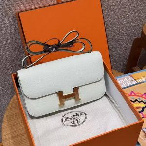 Hermes Constance Elan 24 Bag Handmade In Epsom Calfskin Leather Gold Hardware 0S Vert Fizz - Image 12