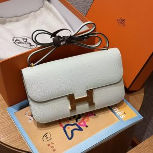 Hermes Constance Elan 24 Bag Handmade In Epsom Calfskin Leather Gold Hardware 0S Vert Fizz - Image 11