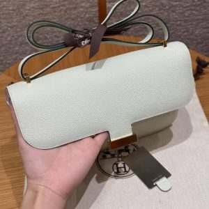 Hermes Constance Elan 24 Bag Handmade In Epsom Calfskin Leather Gold Hardware 0S Vert Fizz - Image 10