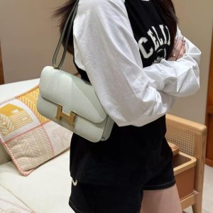 Hermes Constance Elan 24 Bag Handmade In Epsom Calfskin Leather Gold Hardware 0S Vert Fizz - Image 4