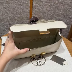 Hermes Constance Elan 24 Bag Handmade In Epsom Calfskin Leather Gold Hardware 10 Craie - Image 12