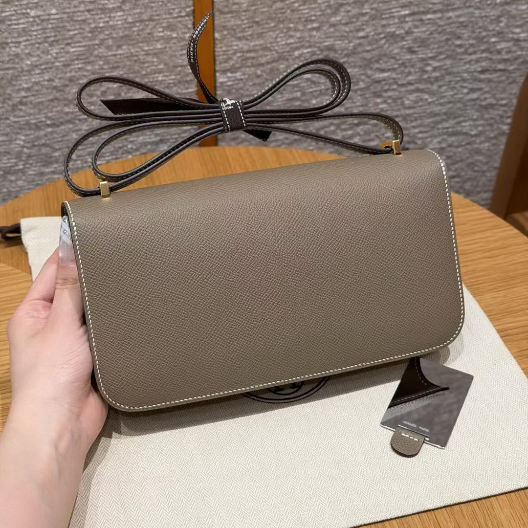 Hermes Constance Elan 24 Bag Handmade In Epsom Calfskin Leather Gold Hardware 18 Etoupe - Image 2