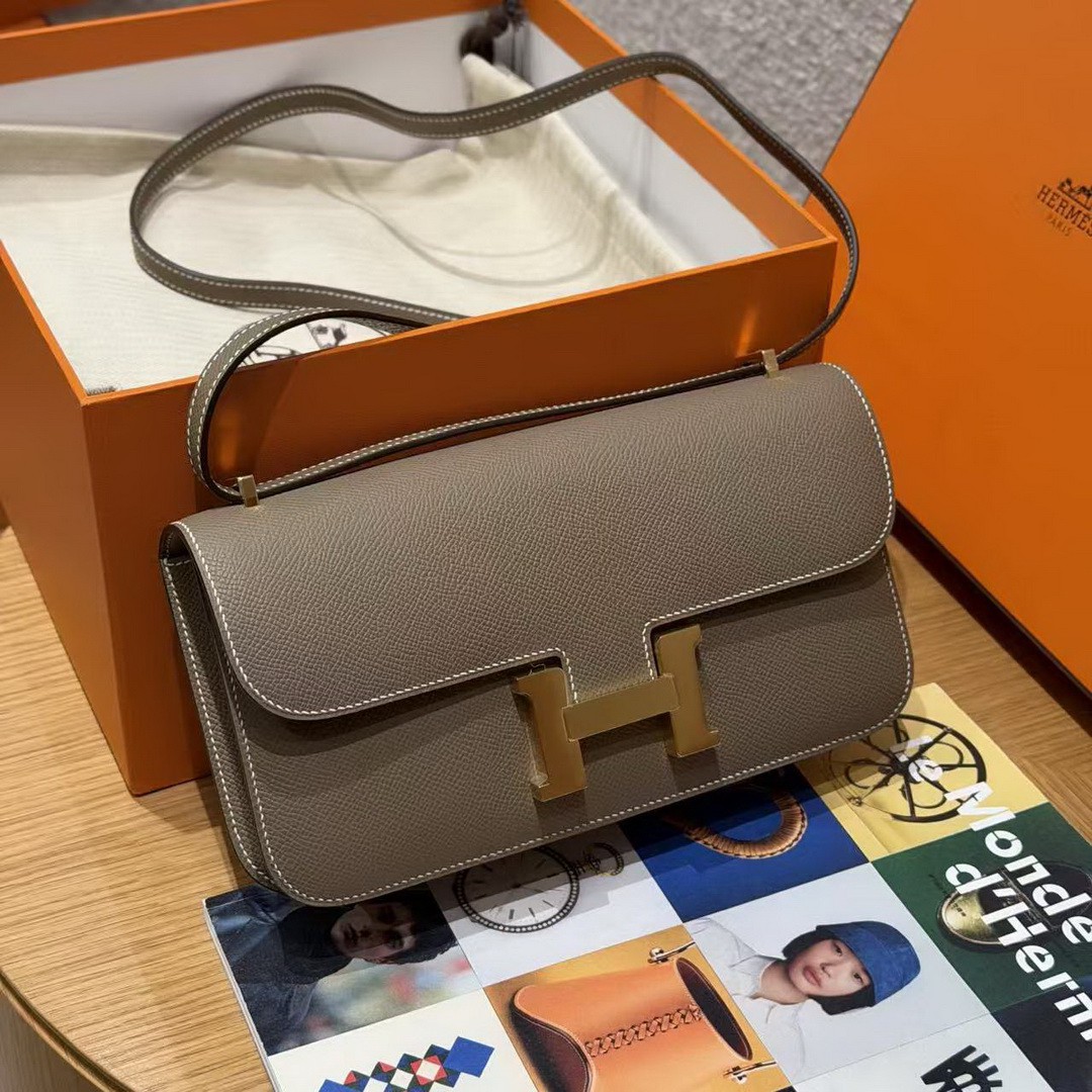 Hermes Constance Elan 24 Bag Handmade In Epsom Calfskin Leather Gold Hardware 18 Etoupe - Image 9