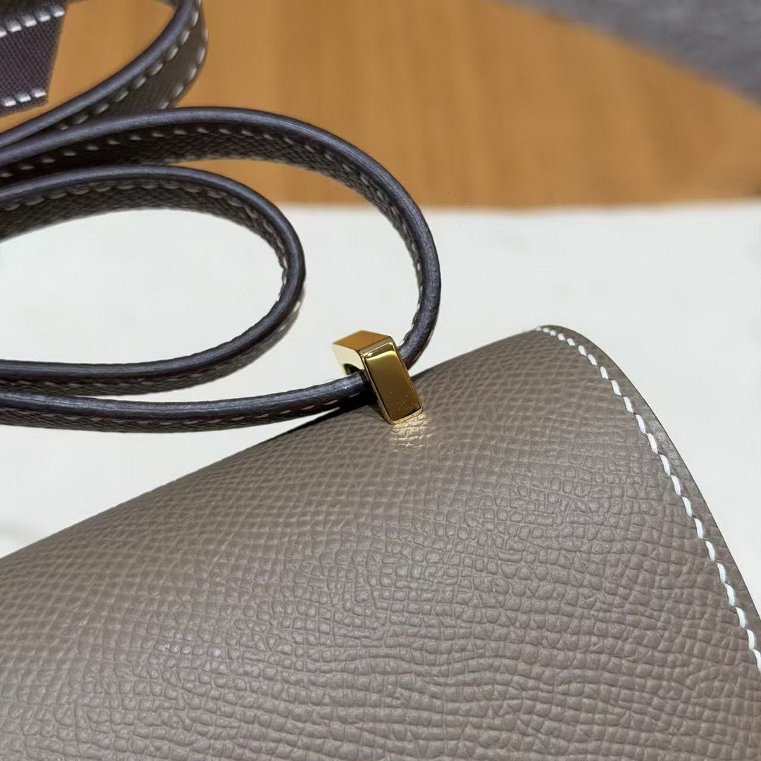 Hermes Constance Elan 24 Bag Handmade In Epsom Calfskin Leather Gold Hardware 18 Etoupe - Image 5