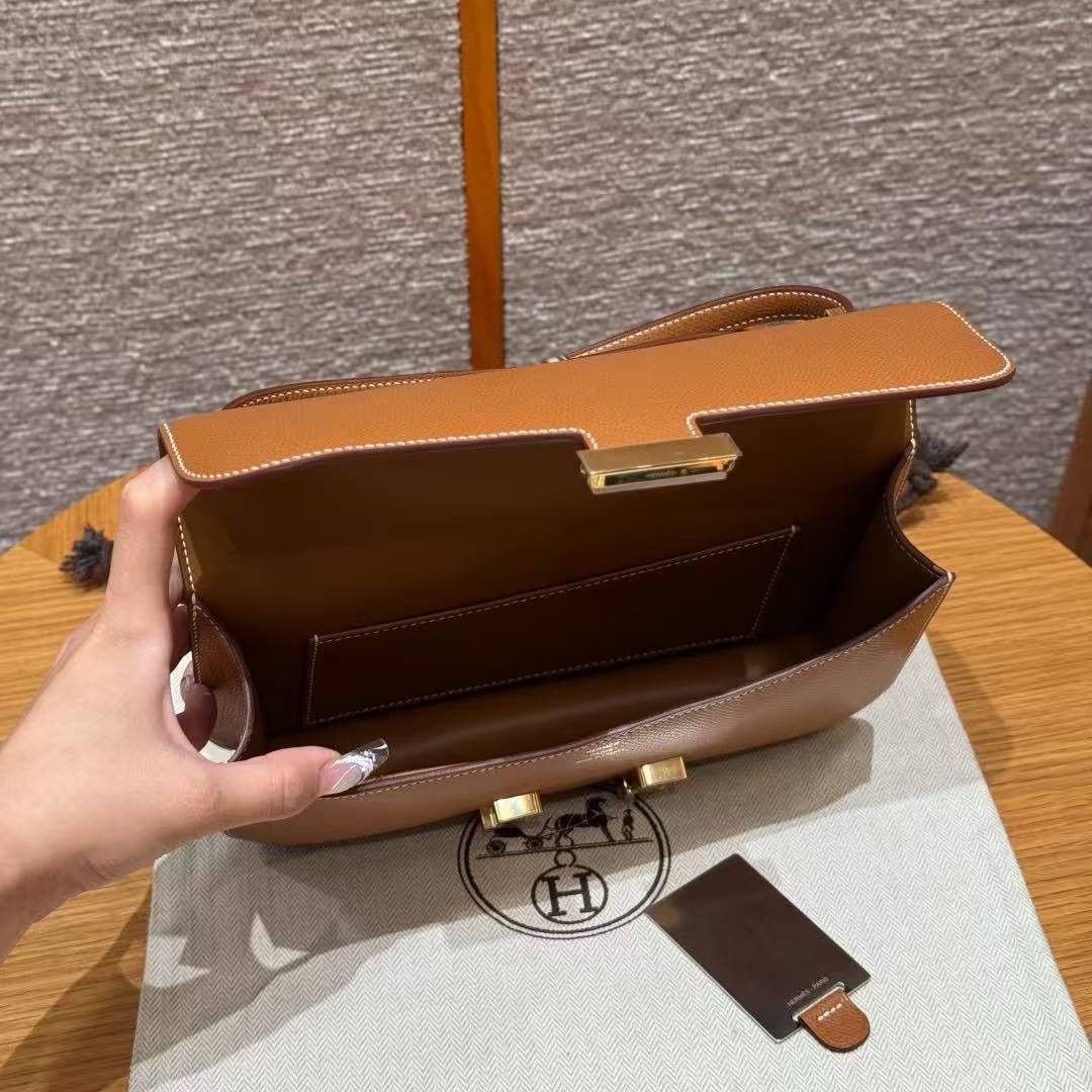 Hermes Constance Elan 24 Bag Handmade In Epsom Calfskin Leather Gold Hardware 37 Gold - Image 13