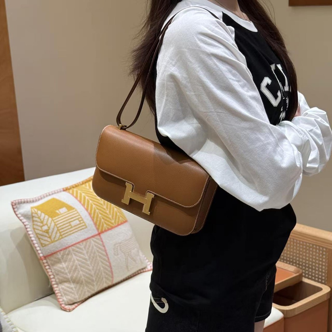 Hermes Constance Elan 24 Bag Handmade In Epsom Calfskin Leather Gold Hardware 37 Gold - Image 4