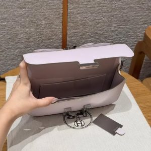 Hermes Constance Elan 24 Bag Handmade In Epsom Calfskin Leather Silver Hardware 09 Mauve Pale - Image 14