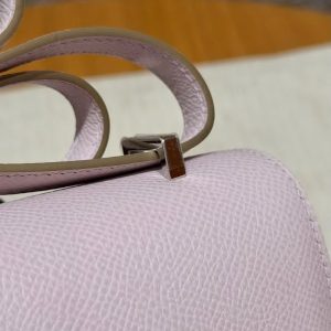 Hermes Constance Elan 24 Bag Handmade In Epsom Calfskin Leather Silver Hardware 09 Mauve Pale - Image 12