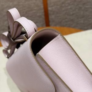 Hermes Constance Elan 24 Bag Handmade In Epsom Calfskin Leather Silver Hardware 09 Mauve Pale - Image 11