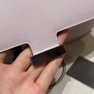 Hermes Constance Elan 24 Bag Handmade In Epsom Calfskin Leather Silver Hardware 09 Mauve Pale - Image 6