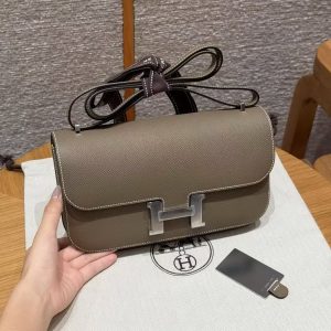Hermes Constance Elan 24 Bag Handmade In Epsom Calfskin Leather Silver Hardware 18 Etoupe