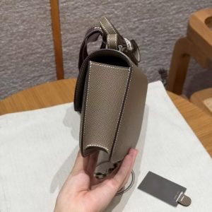 Hermes Constance Elan 24 Bag Handmade In Epsom Calfskin Leather Silver Hardware 18 Etoupe - Image 17
