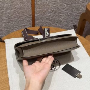 Hermes Constance Elan 24 Bag Handmade In Epsom Calfskin Leather Silver Hardware 18 Etoupe - Image 16