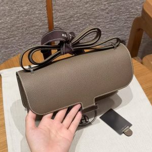 Hermes Constance Elan 24 Bag Handmade In Epsom Calfskin Leather Silver Hardware 18 Etoupe - Image 11