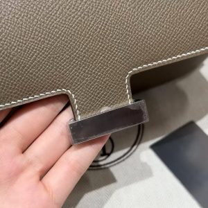 Hermes Constance Elan 24 Bag Handmade In Epsom Calfskin Leather Silver Hardware 18 Etoupe - Image 10