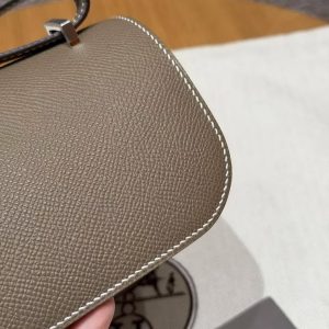 Hermes Constance Elan 24 Bag Handmade In Epsom Calfskin Leather Silver Hardware 18 Etoupe - Image 9