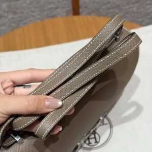 Hermes Constance Elan 24 Bag Handmade In Epsom Calfskin Leather Silver Hardware 18 Etoupe - Image 4