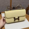 Hermes Constance Elan 24 Bag Handmade In Epsom Calfskin Leather Silver Hardware 1Z Jaune Poussin