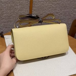 Hermes Constance Elan 24 Bag Handmade In Epsom Calfskin Leather Silver Hardware 1Z Jaune Poussin - Image 2