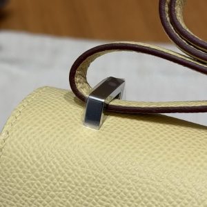 Hermes Constance Elan 24 Bag Handmade In Epsom Calfskin Leather Silver Hardware 1Z Jaune Poussin - Image 19