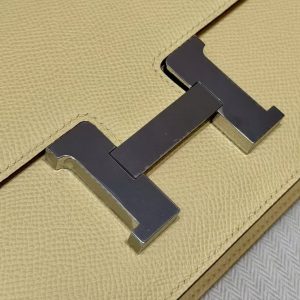 Hermes Constance Elan 24 Bag Handmade In Epsom Calfskin Leather Silver Hardware 1Z Jaune Poussin - Image 18