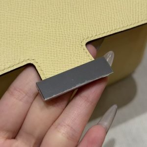 Hermes Constance Elan 24 Bag Handmade In Epsom Calfskin Leather Silver Hardware 1Z Jaune Poussin - Image 17