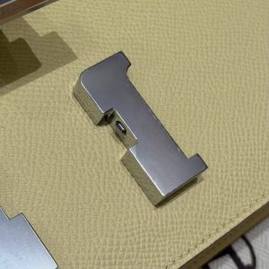 Hermes Constance Elan 24 Bag Handmade In Epsom Calfskin Leather Silver Hardware 1Z Jaune Poussin - Image 15