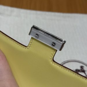 Hermes Constance Elan 24 Bag Handmade In Epsom Calfskin Leather Silver Hardware 1Z Jaune Poussin - Image 13