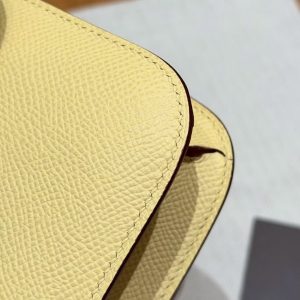 Hermes Constance Elan 24 Bag Handmade In Epsom Calfskin Leather Silver Hardware 1Z Jaune Poussin - Image 11